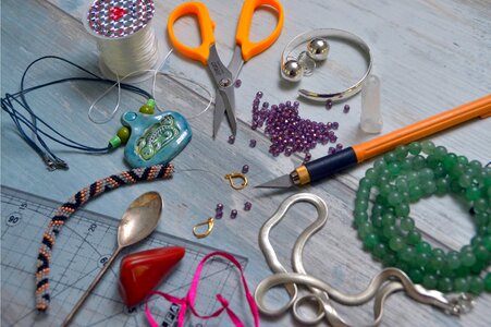 Beads spoon sharp photo