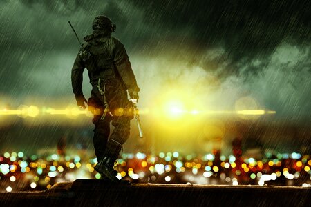 Solider night city
