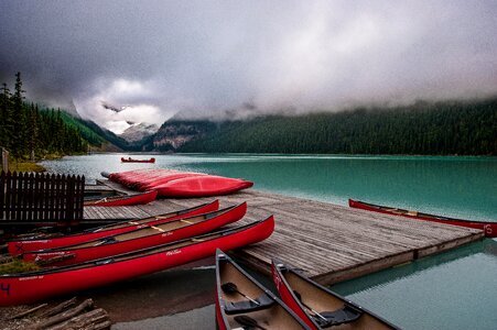 Lake canoe landscape