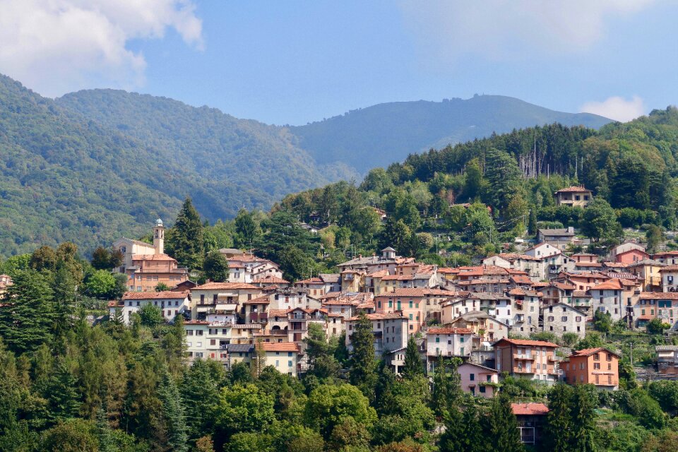 Village mountains summer