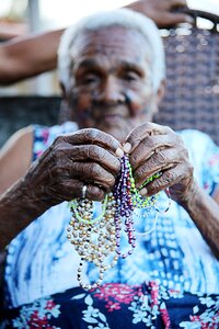 Elderly woman old man thoughtful photo