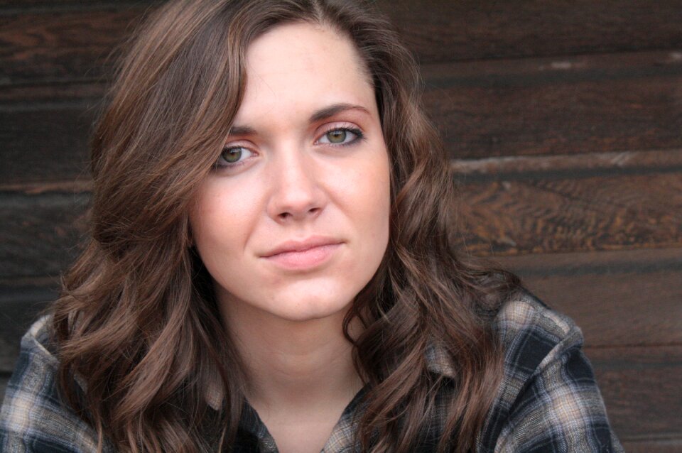 Brunette flannel brown smile