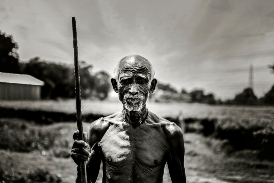 Old man indian people poor man photo