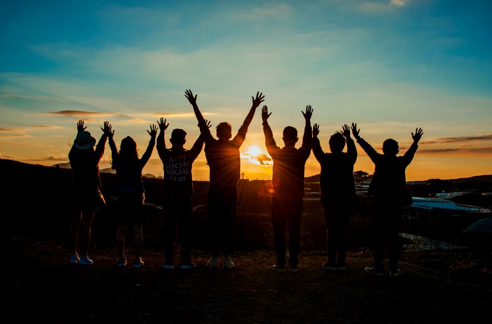 Happy friendship sunset