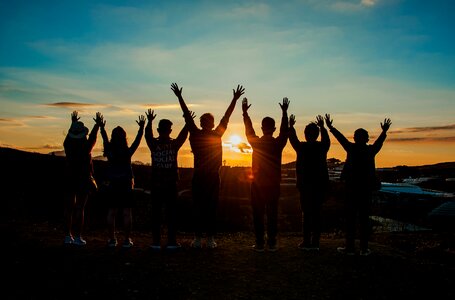 Happy friendship sunset photo