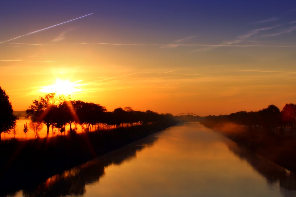 Sky sunrise bridge photo