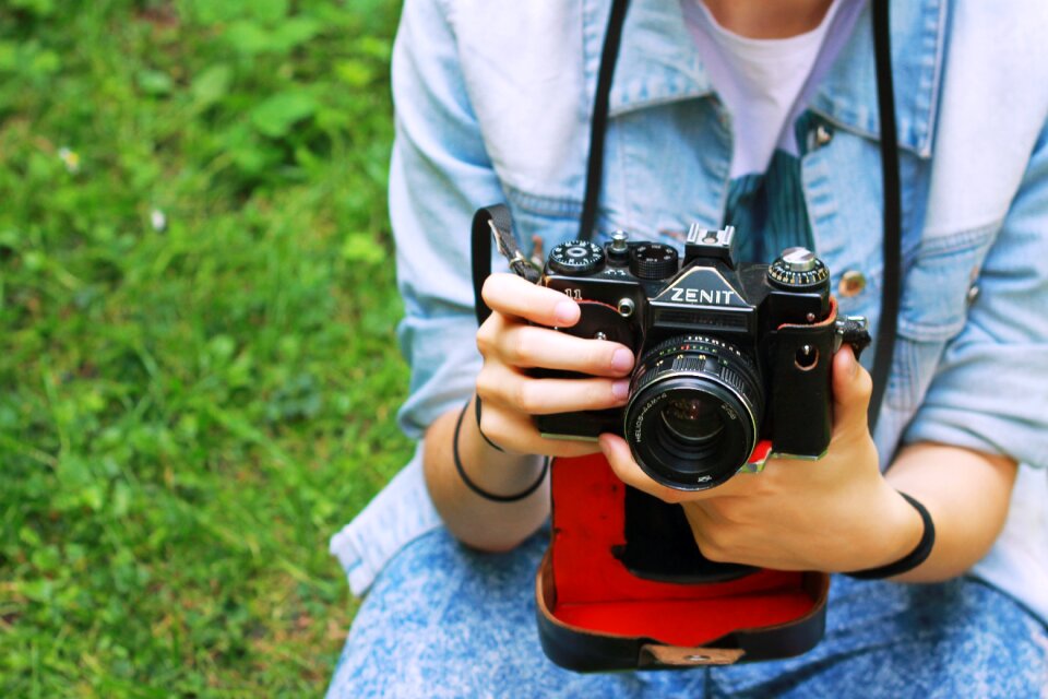 Retro camera analogue photography hands