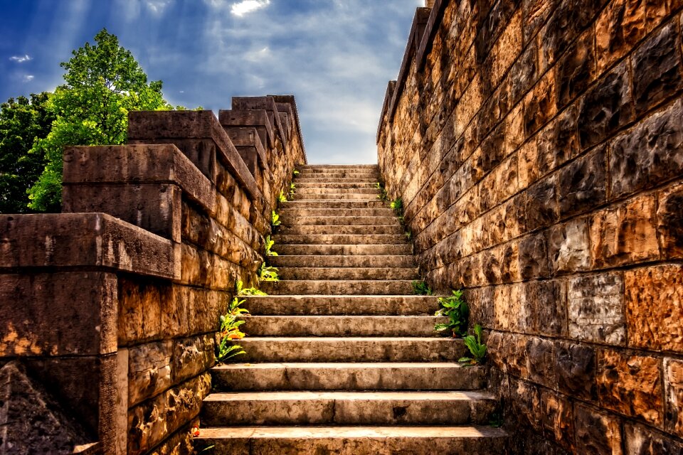 Stone stairway staircase old photo