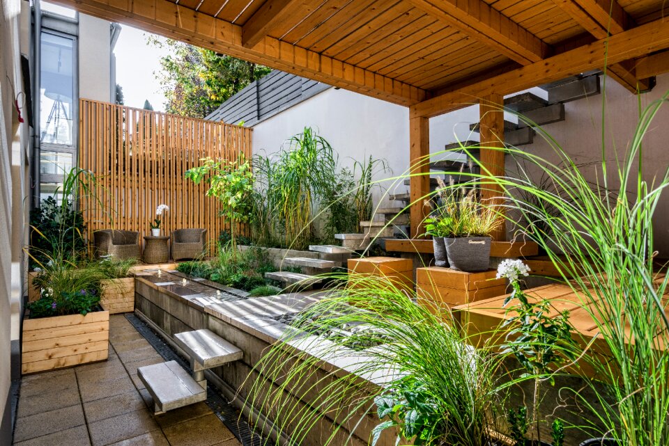 Wood seat outdoors