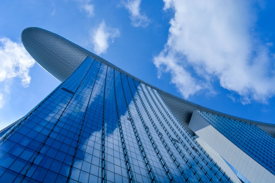 Modern futuristic blue glass