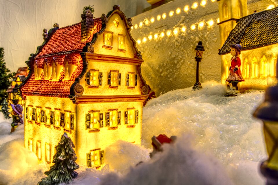 Christmas village snow art