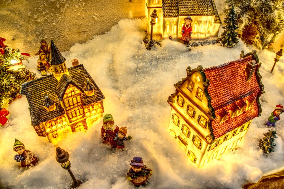 Christmas village snow art