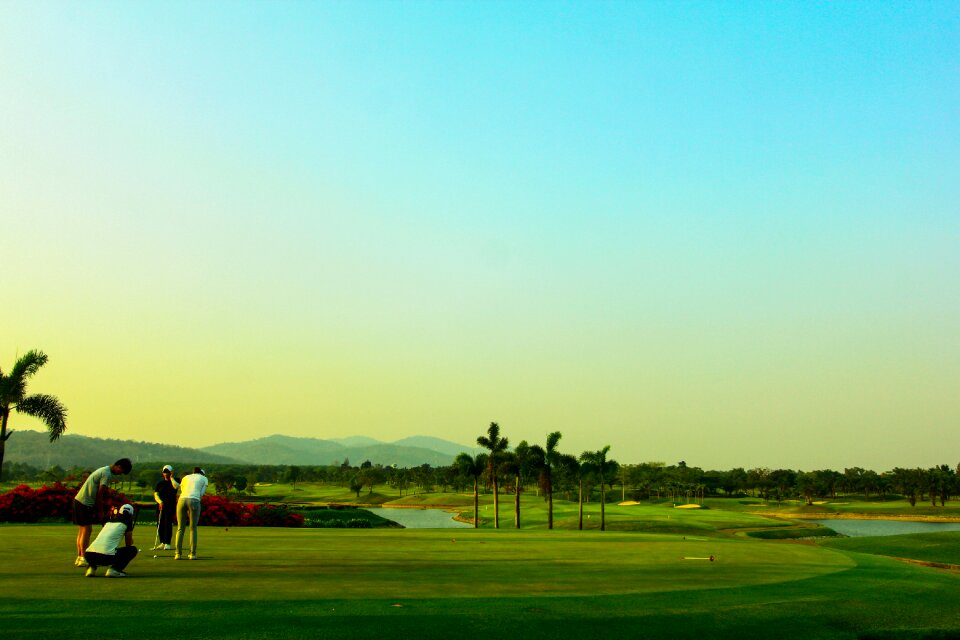 Golf course grass sky