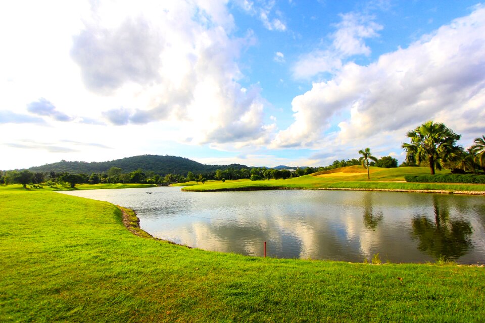 Golf course grass sky