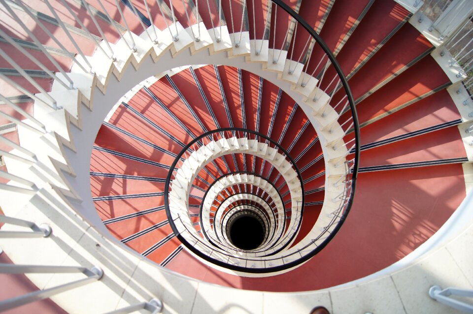 Spiral emergence staircase