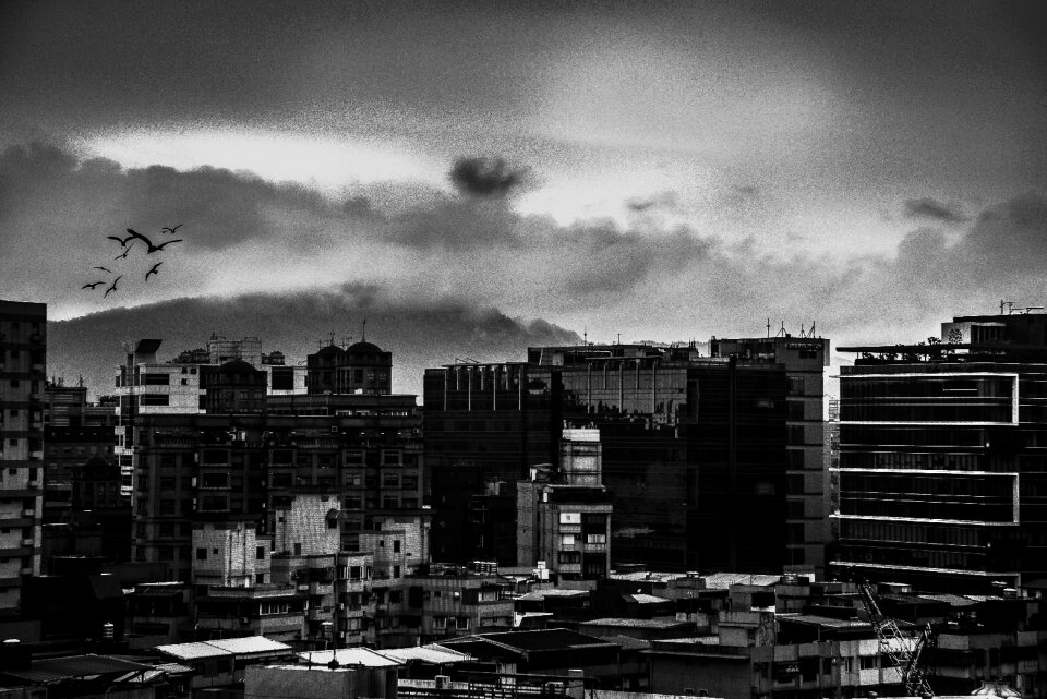 Panoramic monochrome town