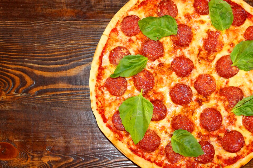 Pizza table food