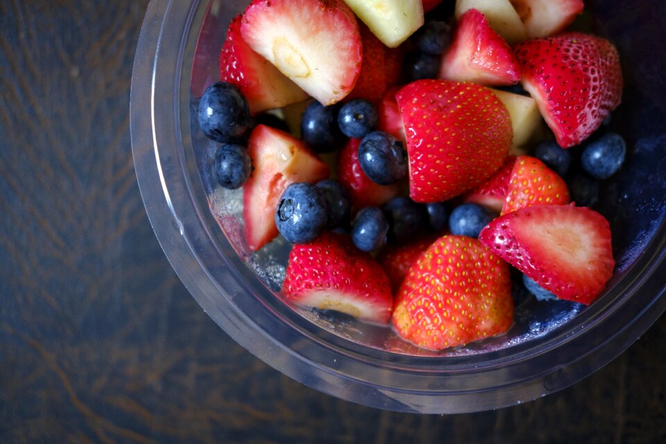Strawberries blueberries melon