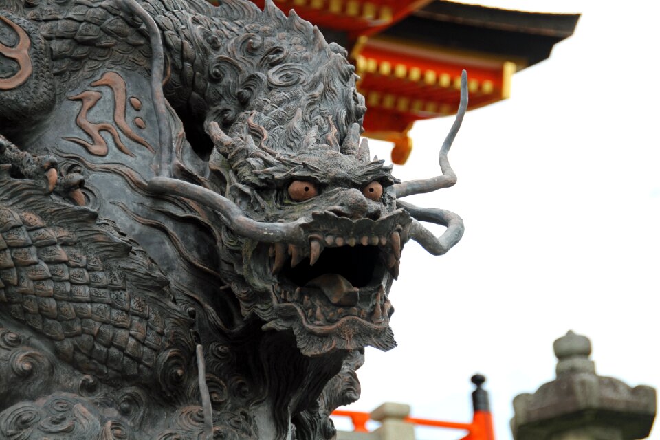 Japanese statue gray dragon