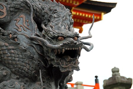 Japanese statue gray dragon photo