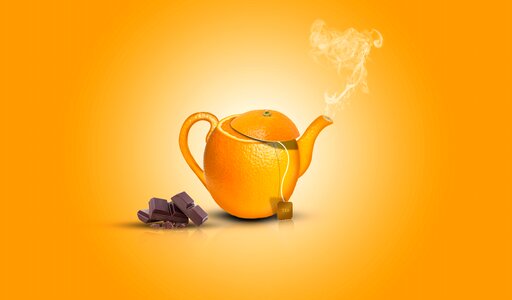 Chocolate steam orange tea photo