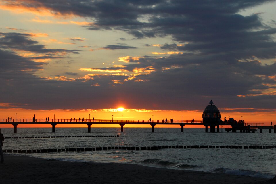 Sunset baltic sea seebrücke zingst