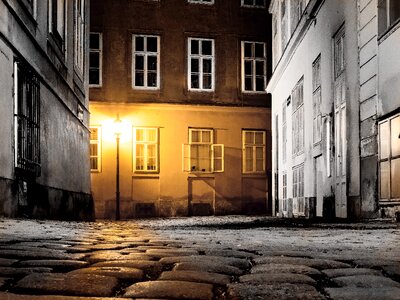 Road historic center night
