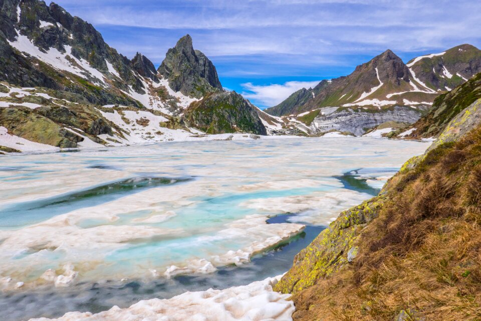 Alpine snow melt switzerland photo