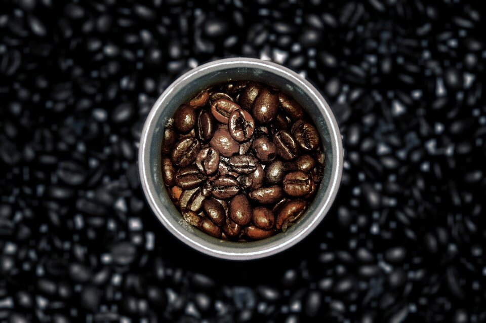 From above brown coffee
