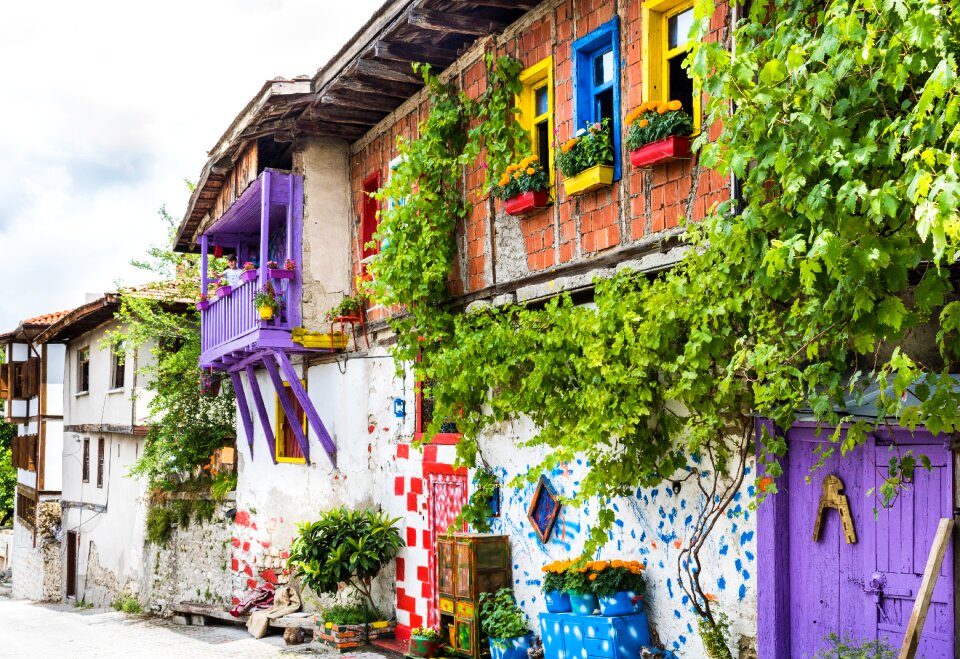 Painted wood buildings