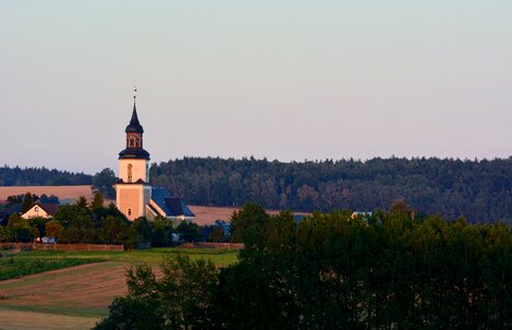 Thuringia germany village church evening photo