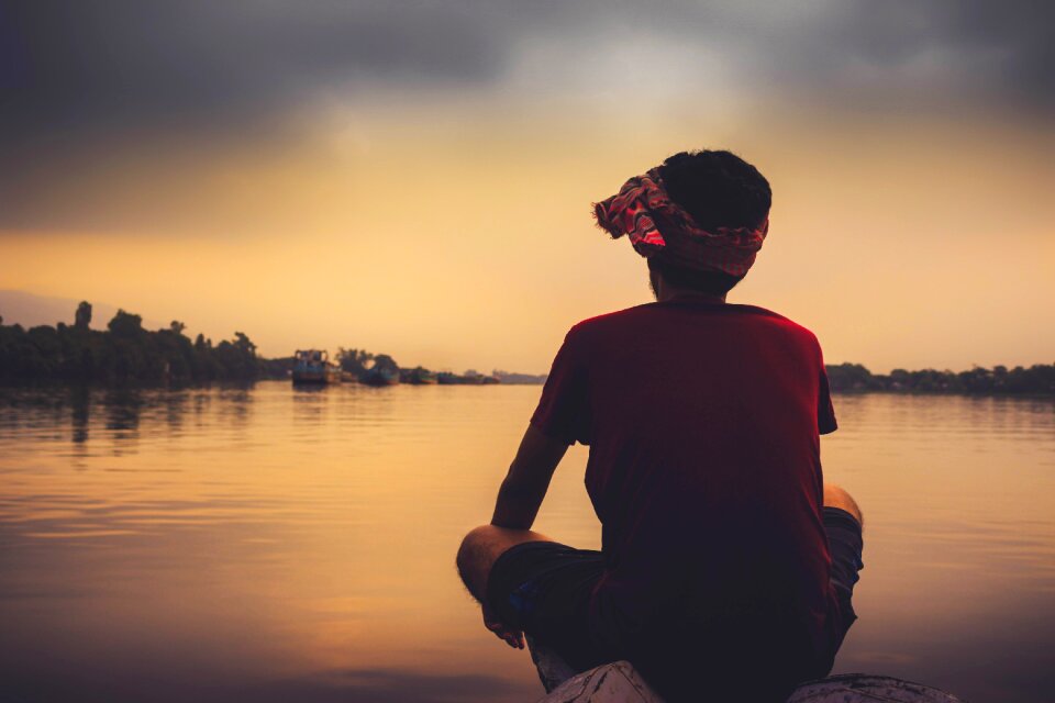 Sad young sitting