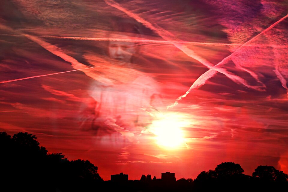 Chem trails skyline silhouette