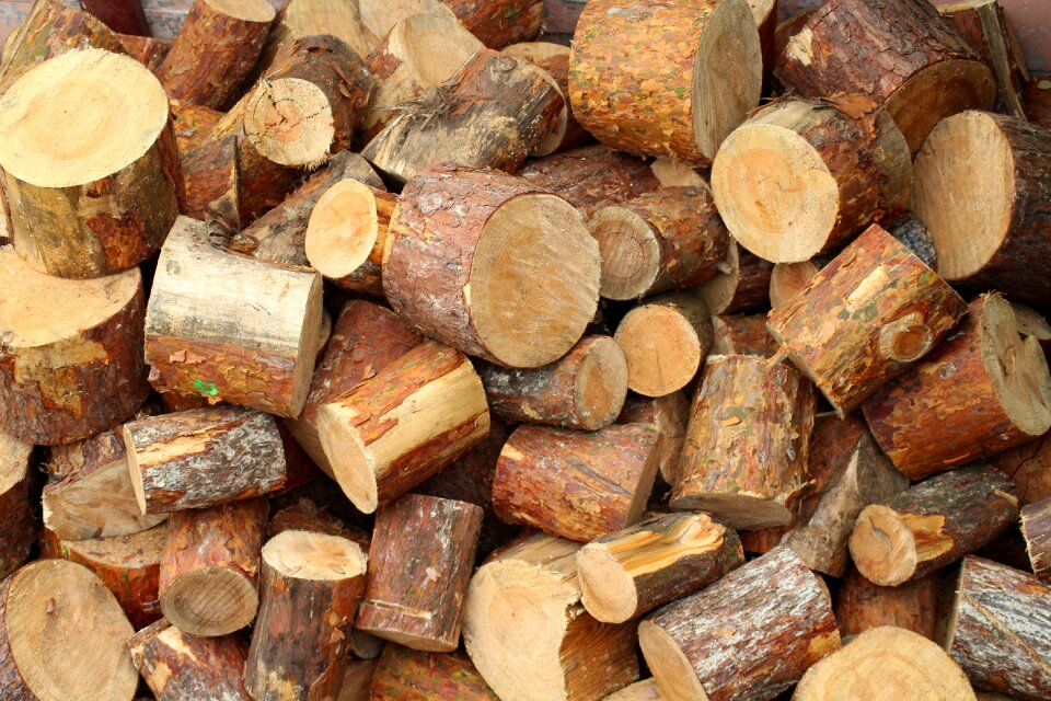 Pile of wood cut sawn timber