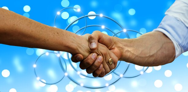 Each other businessmen team