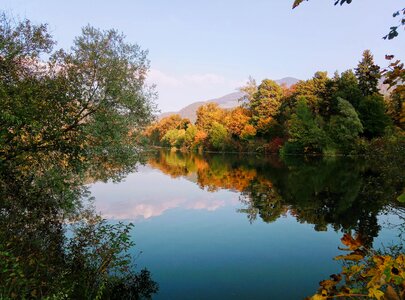 Autumn colours river landscape photo