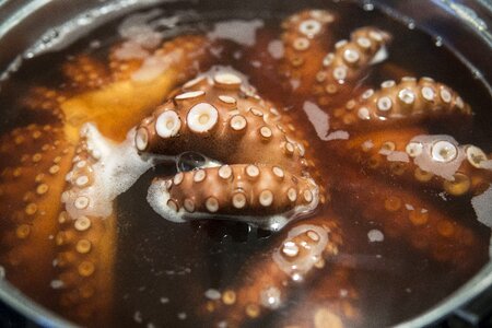 Cook seafood paprika