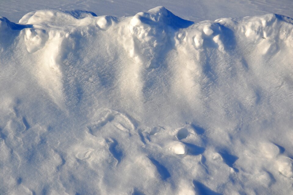 The side of the road snowdrifts surface