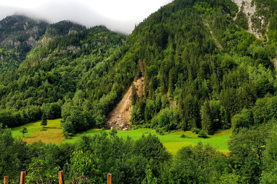 Mountain landslide rocks