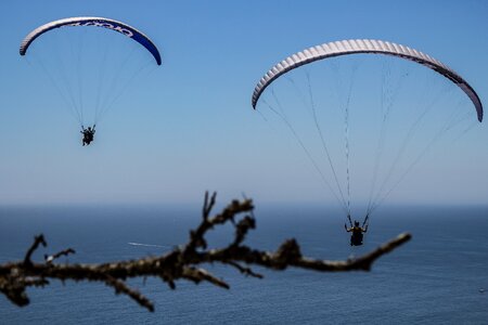 Sky paraglider blue