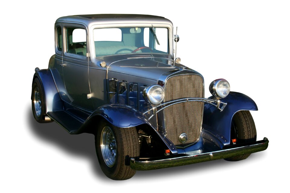 Hot rod coupe white background