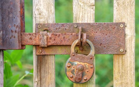 Wooden gate rusty metal photo