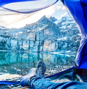 View lake oeschinen from the inside photo