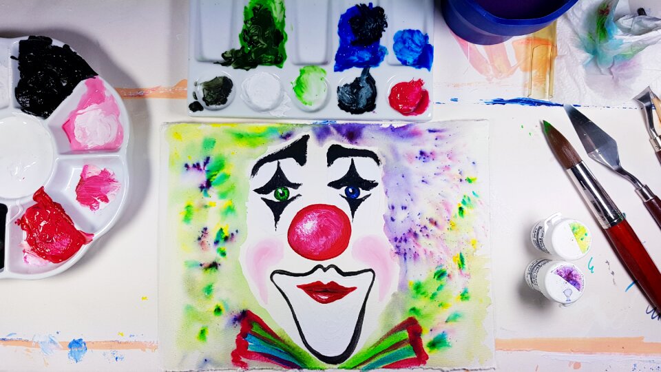 Clown acrylic paints spatula photo