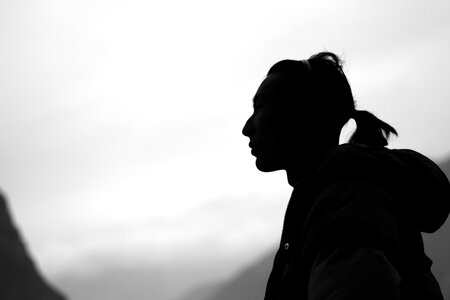 Black and white silhouette character