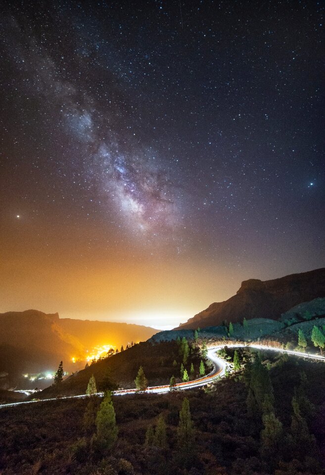 Mountain landscape galaxy