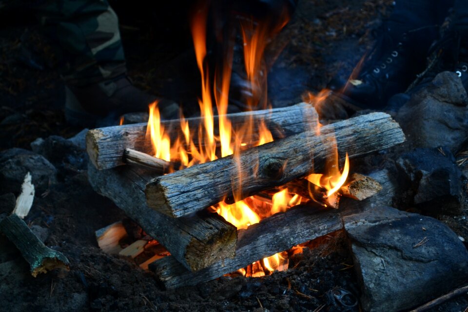 Wood heat camp fire