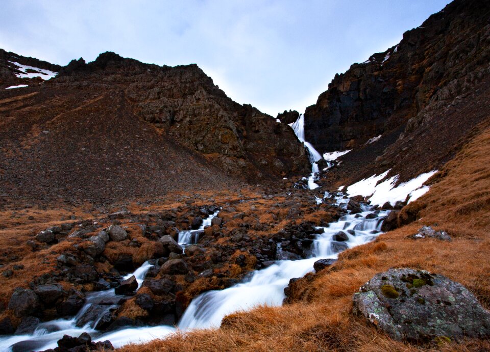Nature river brown waterfall