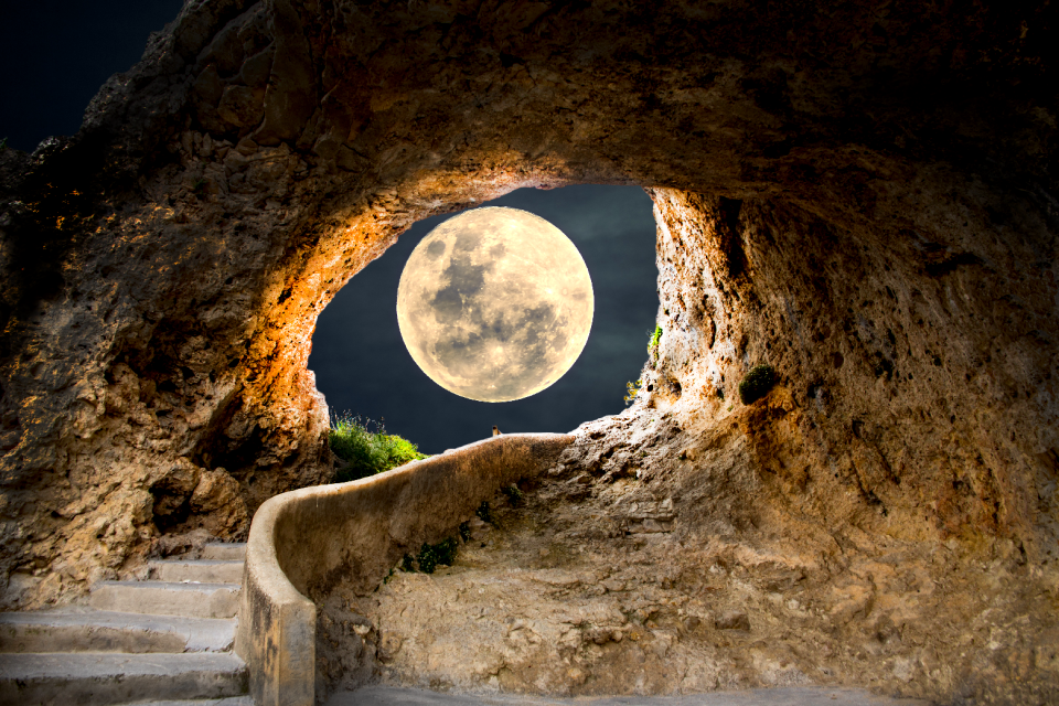 Tunnel light full moon