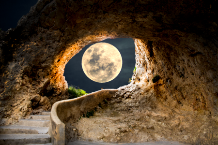 Tunnel light full moon photo